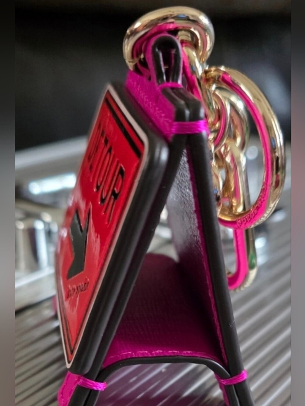 Kate Spade NWOT 'Detour' in Hot Pink and Red Keychain Or Charm - Picture 3 of 4